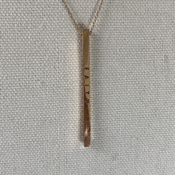 Jewelry - Dainty Goldtone Faith bar necklace